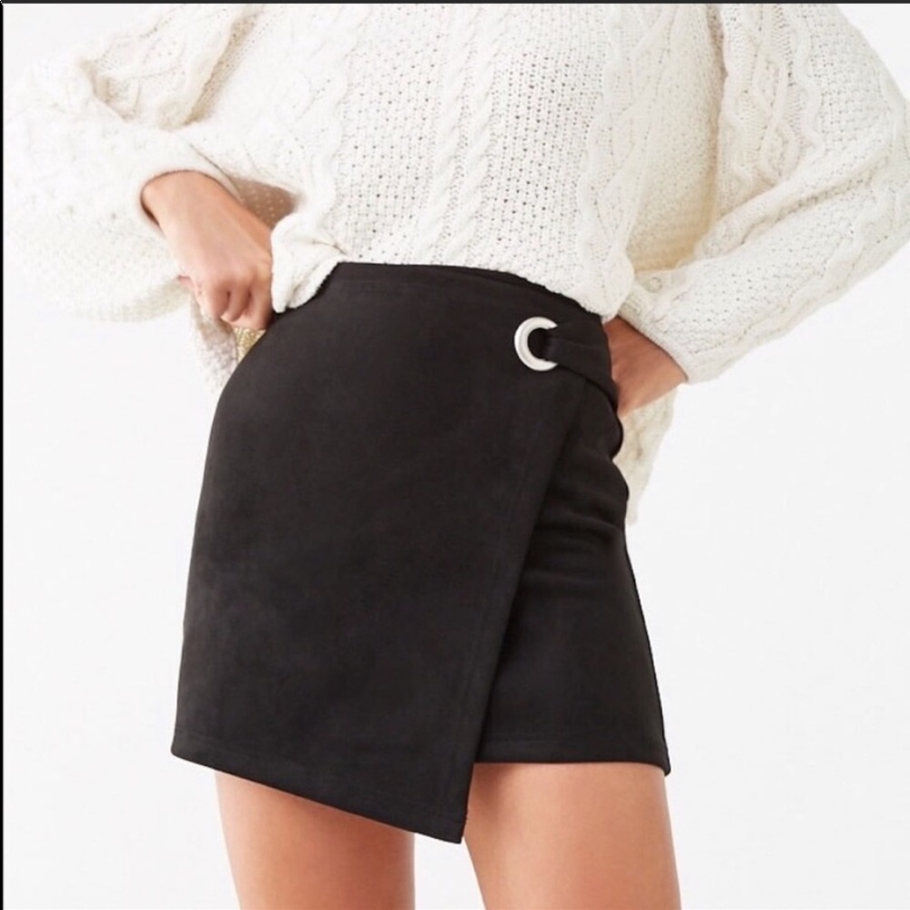 Black Faux Suede Mini Skirt
